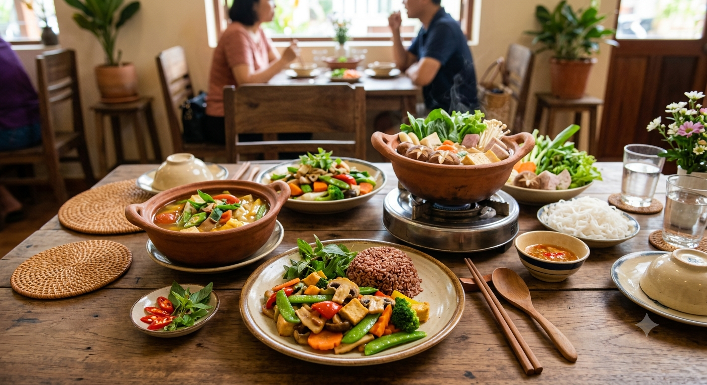 Cân đối món chính, món canh và lẩu chay