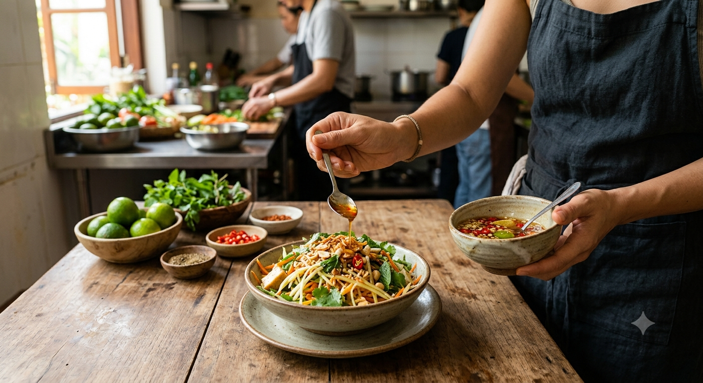 Bí quyết pha nước trộn gỏi cân bằng vị chua ngọt