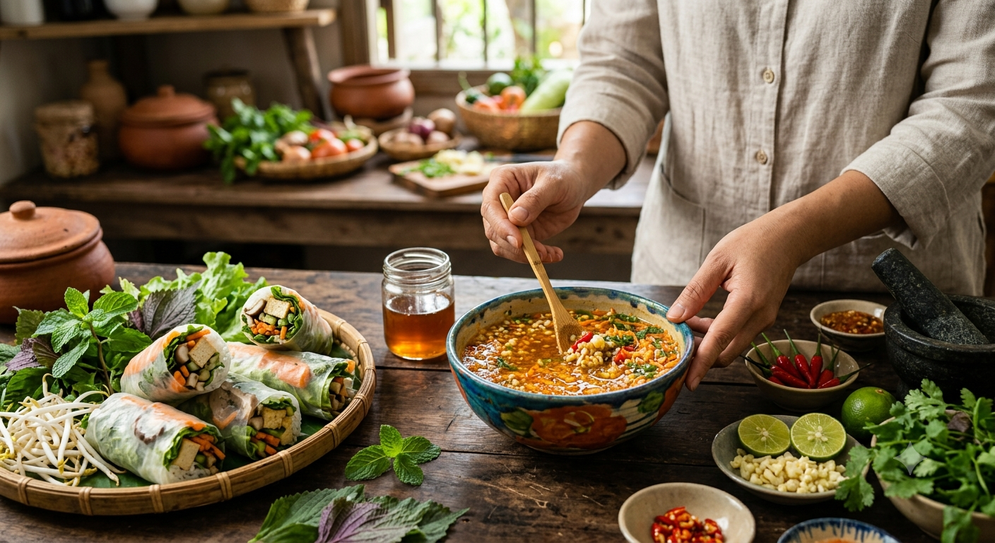 Nghệ thuật pha chế nước chấm quyết định hương vị món cuốn